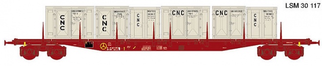 Container flat car type Sgss6-16 with 6 small containers "CNC"<br /><a href='images/pictures/LS_Models/30117a.jpg' target='_blank'>Full size image</a>
